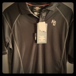 NWT Mens Harley Davidson coldblack tech polo